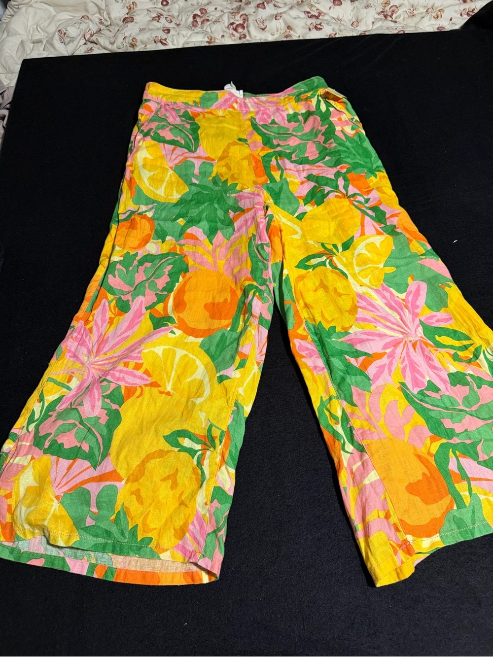 C&C California Girls' Tropical Wide-Leg Pants - Yellow, Pink & Green
